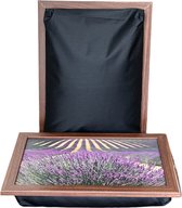 L-line by Jis Laptray, Schoottafel, Schootkussen, Laptoptafel, Dienblad met kussen Paars Lavendelveld – 32,5 x 43 cm