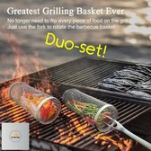 "SwissBex Duoset: 30CM Grillmand & BBQ Rooster - Perfect voor Handig Barbecuen"
