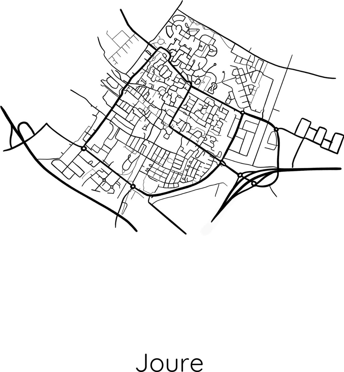 Poster plattegrond Joure - poster-plattegrond-Joure-woonplaats-A4-wanddecoratie