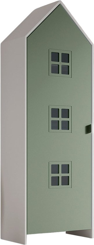Kledingkast Juul Groen - MDF - Breedte 62,8 cm - Hoogte 9 cm - Diepte 171,7 cm - Met planken - Met openslaande deuren