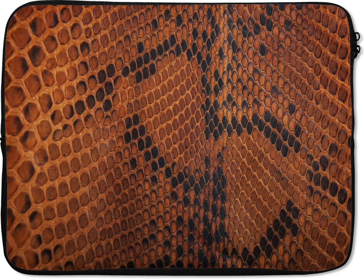 Laptophoes - Leer print - Zwart - Bruin - Patronen - 15 6 Inch - Laptopcase