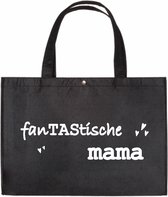 Voor Een FanTAStische Mama - Zwarte Vilten Tas A3 - Cadeautje Voor Mama - Shopper Van Vilt - Zwarte Vilten Tas Met Hengsels A3 Formaat