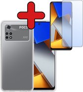 Hoesje Geschikt voor Poco M4 Pro 4G Hoesje Siliconen Case Hoes Met Screenprotector - Hoes Geschikt voor Xiaomi Poco M4 Pro 4G Hoes Cover Case - Transparant