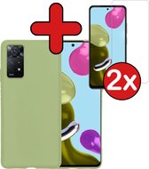 Hoesje Geschikt voor Xiaomi Redmi Note 11s Hoesje Siliconen Case Hoes Met 2x Screenprotector - Hoes Geschikt voor Xiaomi Redmi Note 11s Hoes Cover Case - Groen