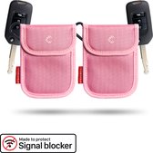 Comsecure® - Autosleutel RFID Anti-Diefstal Beschermhoes - Duo verpakking - Roze - Reserve Sleutel - Keyless entry sleuteltasje - Anti skim - Faraday - Signaal blocker