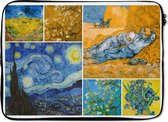 Laptophoes 14 inch - Van Gogh - Collage - Oude Meesters - Laptop sleeve - Binnenmaat 34x23,5 cm - Zwarte achterkant