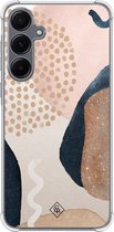 Casimoda® hoesje - Geschikt voor Samsung Galaxy A55 - Abstract Dots - Shockproof case - Extra sterk - TPU/polycarbonaat - Bruin/beige, Transparant