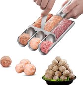 Cuisine à boulettes de viande antiadhésive triple en acier inoxydable avec pelle à découper, outil de Cuisine pour une collaboration rapide Boulettes de viande Boulettes de poisson