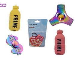 Happy Trendz® 5 x Top Fidget Toys - Rainbow in Deluxe Box - Whack a Mole hamster spel - Fidget Toys - Metaal - Anti Stress - Glow in the dark - Squishy Foam - Fidget Pad - Hand Spinner - Fingertop fidget spinner - Regenboog