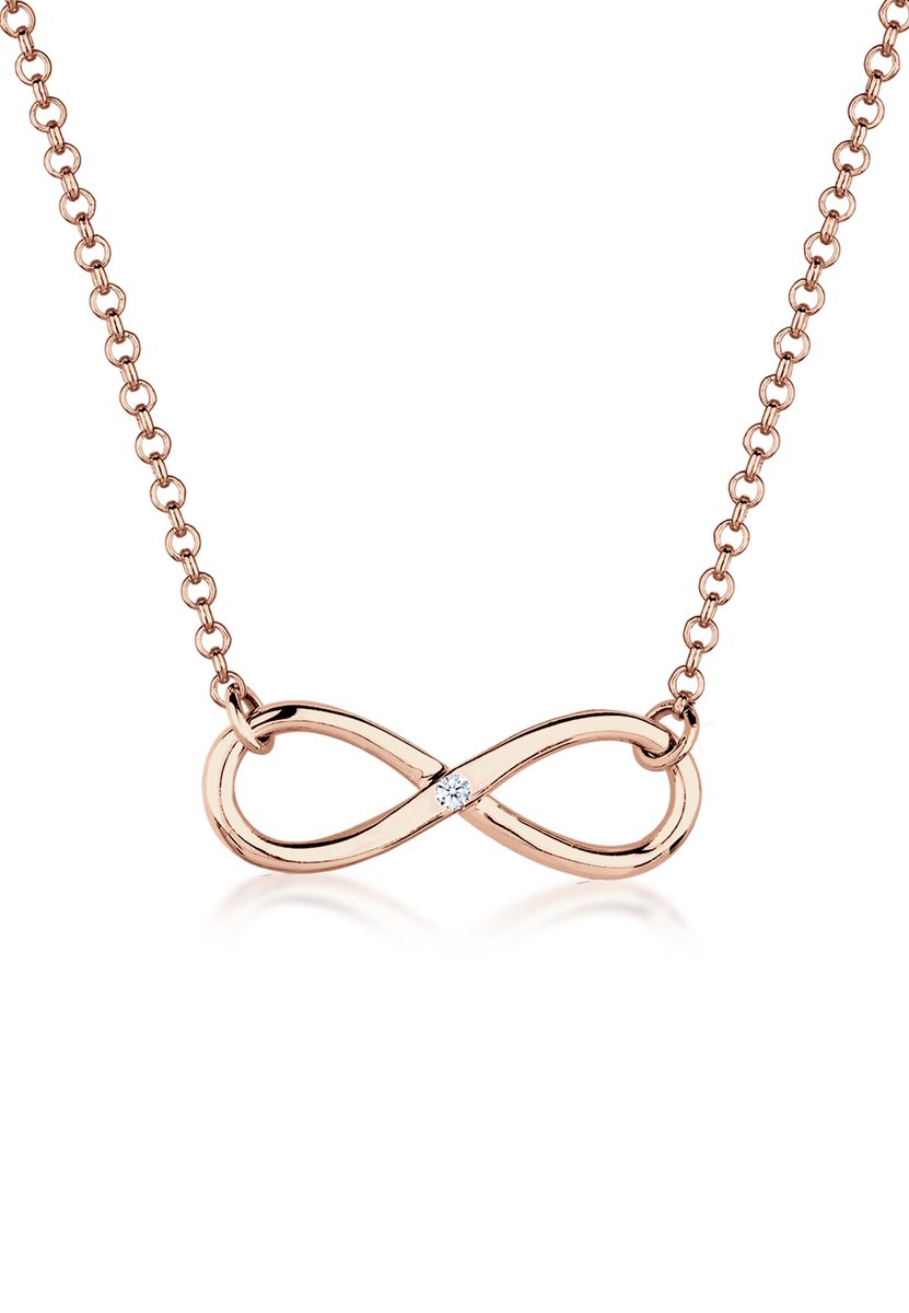 Elli PREMIUM - Halsketting - Dames Infinity Hanger Oneindig met Diamant (0.03 ct.) in 925 Sterling Zilver - Dames