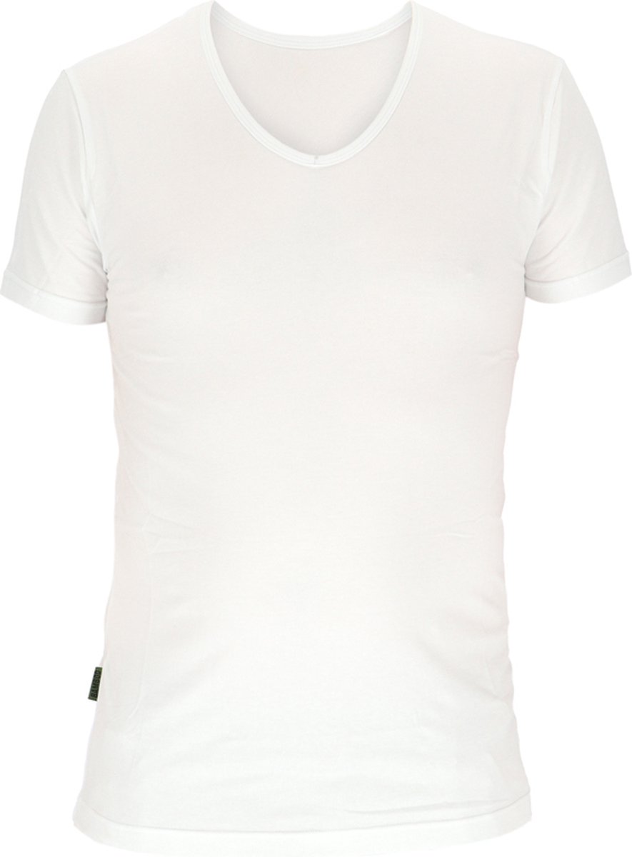 Basset Dames/Heren Bamboe T Shirt V Hals Wit
