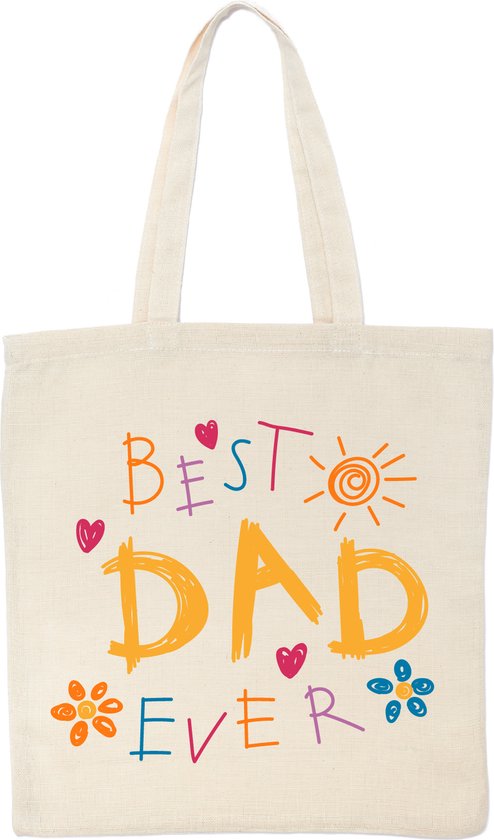 Tote Bag - Best Dad Ever Shopper Tas - Draagtas - Katoen - Duurzaam - Handig - Stijlvol - Om Over De Schouder Te Hangen - Vaderdag