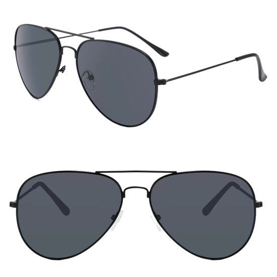 Fako Sunglasses® - Piloten Zonnebril - Pilotenbril - Piloot Zonnebril - Heren Zonnebril - Dames Zonnebril - Zwart