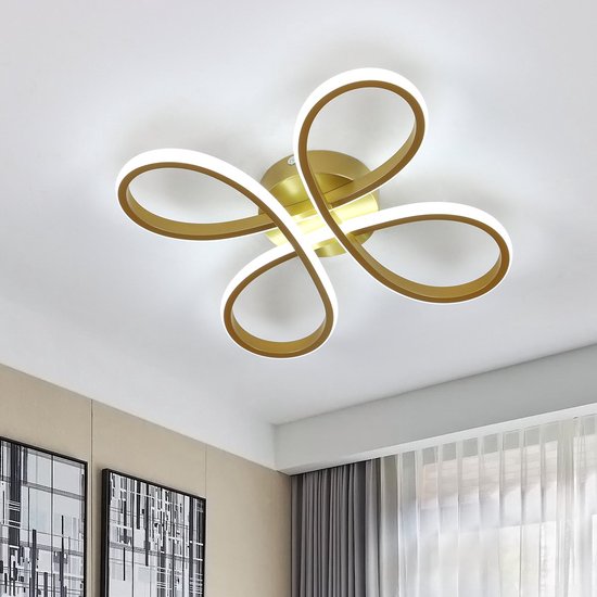 LuxiLamps - Moderne Krullen Plafondlamp - LED Verlichting - Kroonluchter - 40 cm - Goud - Gangpad of Hal Lamp - Plafonniére - 30W