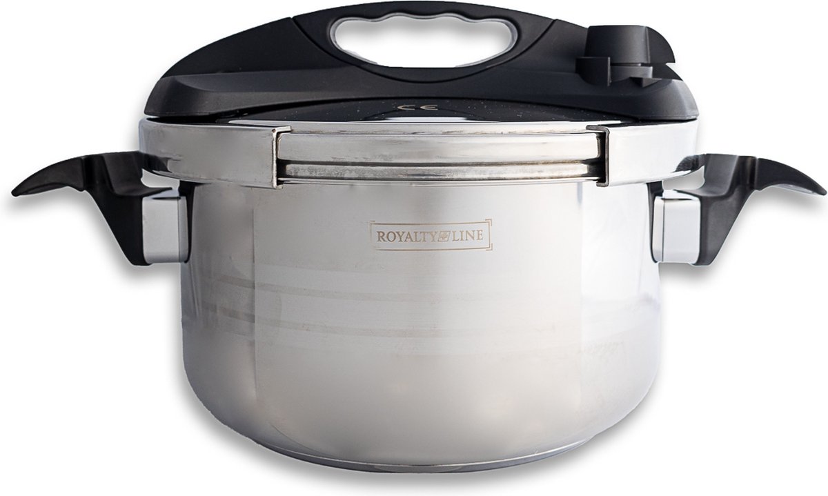 Royalty line RL28PS8LM Snelkookpan Inductie 8 Liter Ø 28 cm Snelkookpannen Voor Alle Warmtebronnen Antiaanbaklaag Pressure Cooker Met Marmer Coating Instant koken Eenhandig Mechanisme RVS