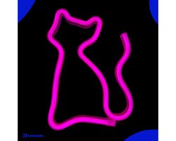foto van Neon Lamp - Kat Roze - USB of Batterijen - Neon Verlichting - Neon Led Lamp - Neon Wandlamp
