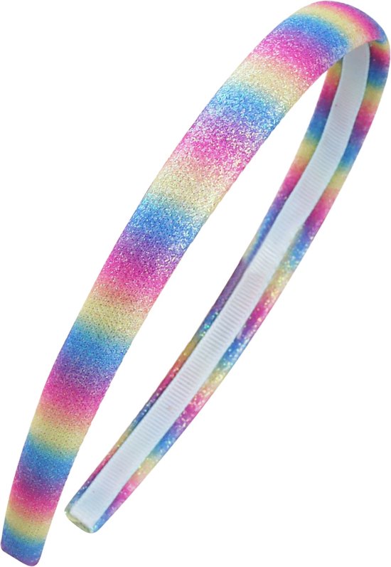 Kinder Diadeem - Regenboog | Plastic / Glitter | 12,5 x 1,5 cm | Fashion Favorite