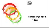 Tambourin rouge 15cm - Soirée à thème - Tambourins musique party à thème festival rouge jaune vert instrument de musique