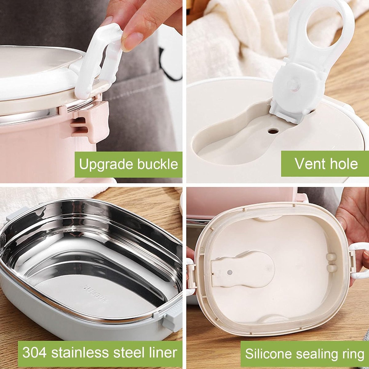 Boîte-repas Isotherme En Acier Inox 304 - Empilable, étanche Et Super Pratique Pour Le Travail Ou Les Sorties