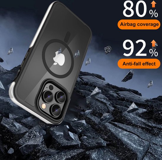 IYUPP Bumper - Convient pour iPhone 15 Pro Case - Convient pour MagSafe - Zwart - Antichoc