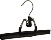 De Kledinghanger Gigant - 50 x Rokhanger / broekhanger / pantalonhanger / broekklem metaal met zwarte anti-slip coating, 26 cm