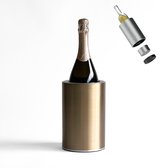 Coolenator Wijnkoeler – Champagnekoeler – Flessenkoeler met Uniek Uitneembaar Vrieselement – Hoogwaardig Aluminium – Metallic Goud