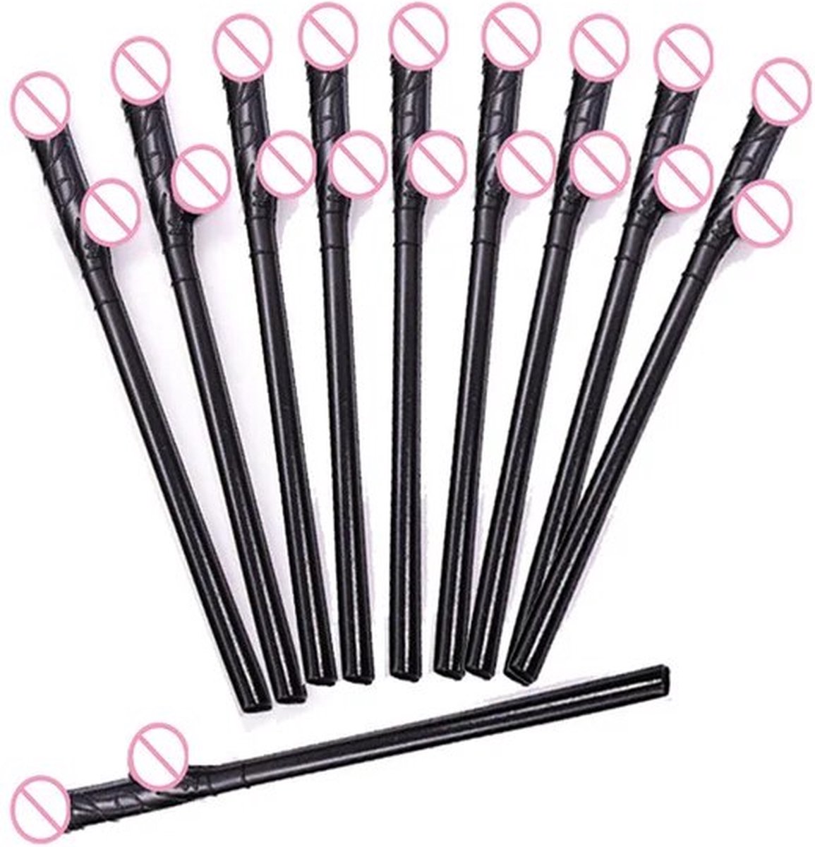 Wehl Commerce Herbruikbare Piemel Rietjes Zwart 10 Stuks 19cm