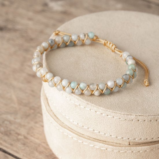 Bracelet Zentana en amazonite - Double cordon - Ajustable - Bracelets pour femme