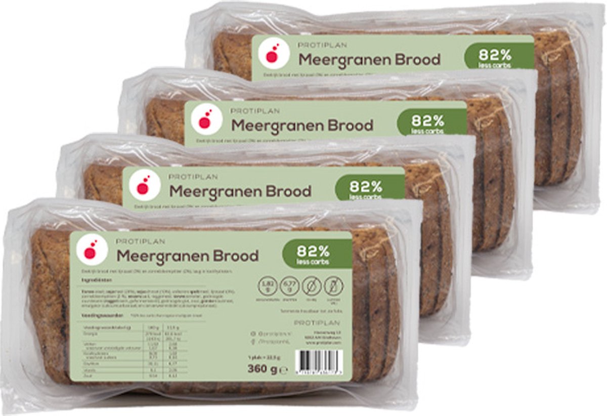 Protiplan - Multigrain Meergranen Brood - 4 stuks - 4 x 16 x 22,5 g - Koolhydraatarm brood