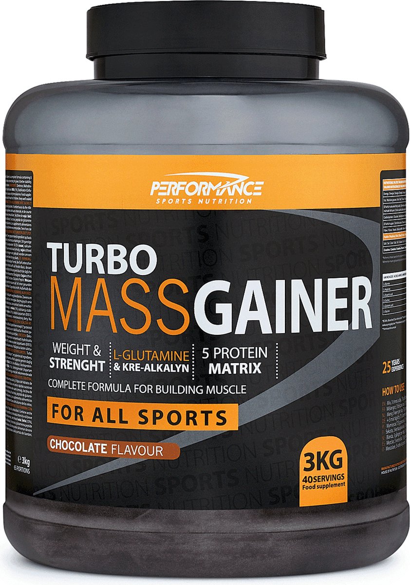 Goedkoopste Performance - Turbo Mass Gainer (Chocolate - 3000 gram) - Weight gainer - Mass gainer - Sportvoeding - 40 shakes