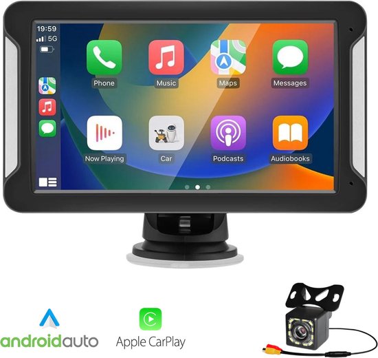 Gearelec Carplay Scherm - Navigatiesysteem Auto met Achteruitrij Camera - Apple & Android Draadloos Bluetooth - 7 Inch