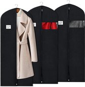 3 zwarte kledingzakken opbergzakken hangende kledingzakken 160x60cm stofdicht colbertjurk