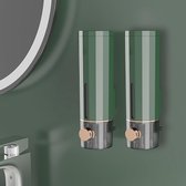 Zeepdispenser wandbevestiging, set van 2 zeepdispenser zonder boren 450 ml, wastafel badkamer douchegel dispenser, geschikt voor shampoo, handdesinfectiemiddel, spoeling, malachietgroen