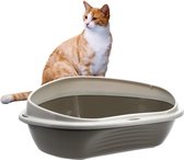 Bol.com Kattenbak hoek klein hoek kattentoilet met rand zonder deksel open grijs katten toilet hoektoilet aanbieding