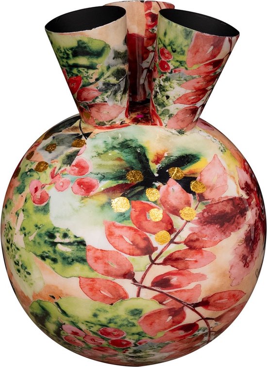 TS Collection - Tulpenvaas Designed by Lammie - Rose rouge - 33x40 - Metaal & Epoxy - Exclusieve woonitems voor binnen - Handgemaakt - Unieke print - Designed by Lammie