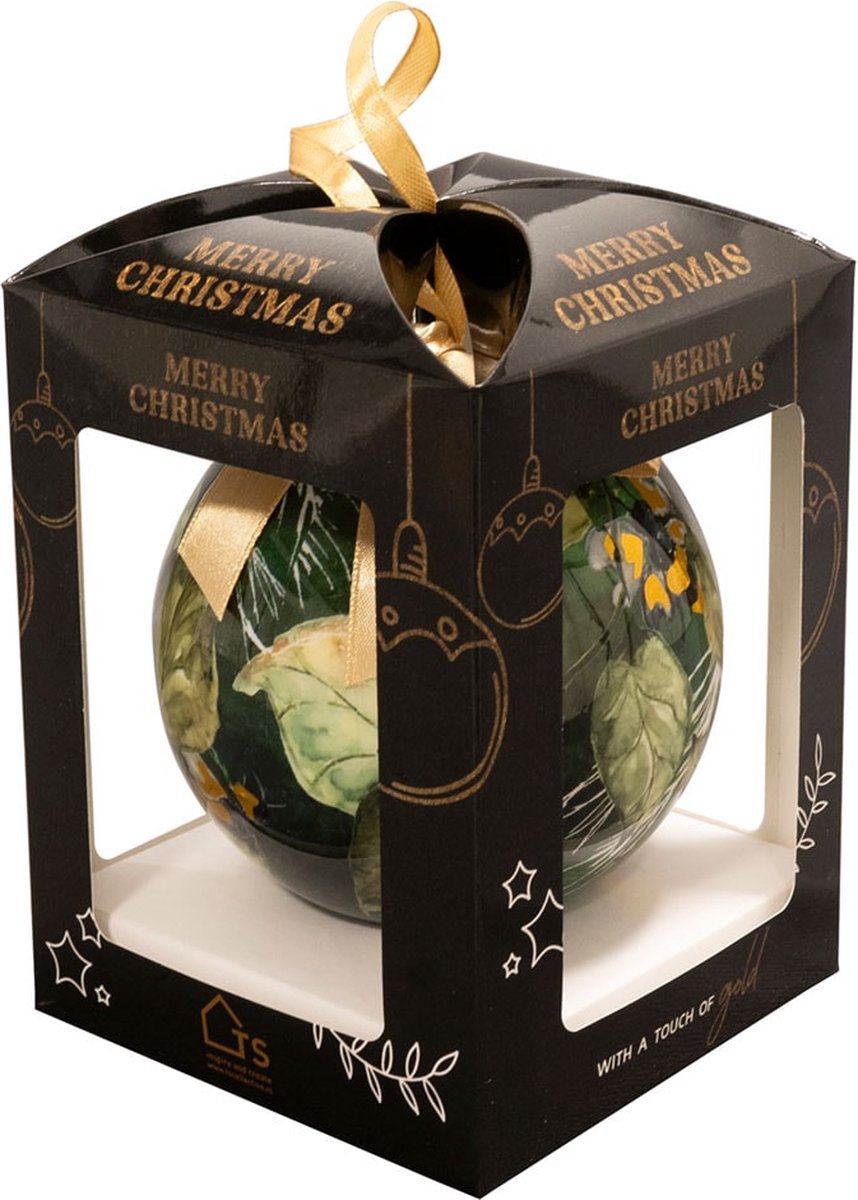 TS Collection - Kerstbal Bee green - Geschenkverpakking - Metaal & Epoxy - Exclusieve woonitems voor binnen - Handgemaakt - Unieke print - Designed by Lammie