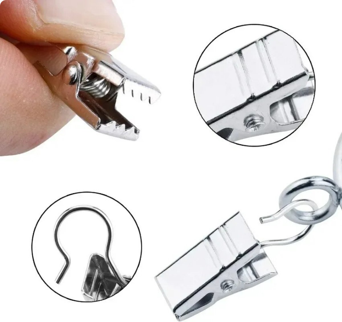 Goedkoopste 10 Stuks - Gordijn clips - RVS - Gordijnhaakjes - Gordijnhaken - Haakjes voor handdoeken, theedoeken en vaatdoeken - Badkamerhaken - Metalen wasknijpers - Clips voor gordijnen - Clipjes - Metalen knijpers - Knijper voor het douchegordijn