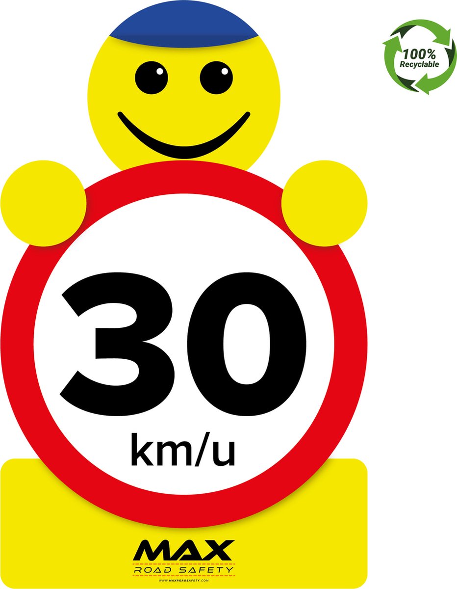 Max verkeerspoppetje | 30 km/u | 20 x 32 cm | Budget bord | ECO 100% recyclebaar