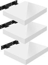 BukkitBow - Set van 3 Wandplanken - MDF Wit Hout - Mat Afgewerkt - Diverse Maten - Maximaal 10kg per Plank - 30x22.9x3.8cm