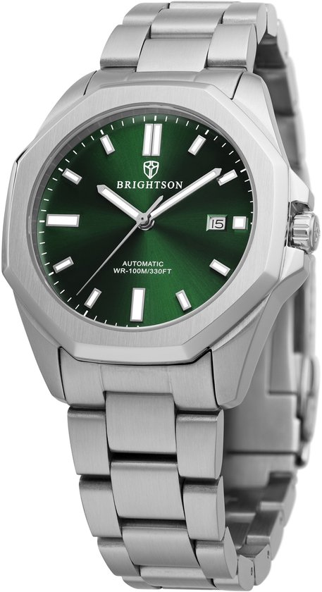 Horloge Heren Automatisch - Heren horloge - Polshorloge - Horloges voor mannen - Waterdicht - Saffierglas - 316L roestvrijstaal - Zilver/Groen