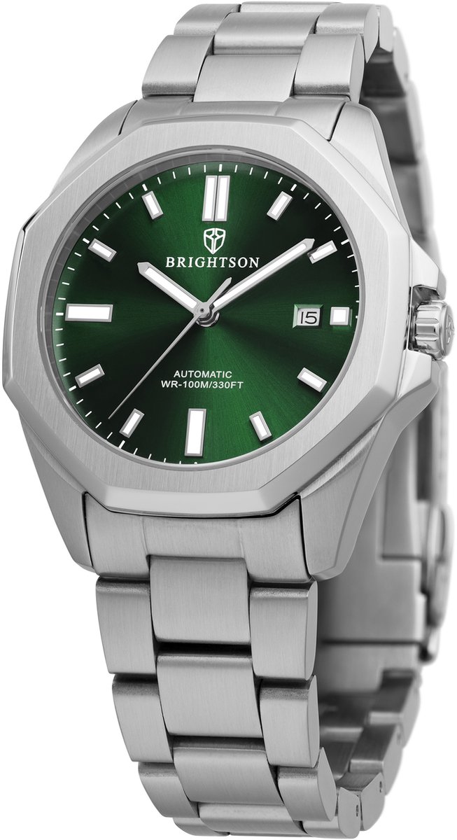 Horloge Heren Automatisch - Heren horloge - Polshorloge - Horloges voor mannen - Waterdicht - Saffierglas - 316L roestvrijstaal - Zilver-Groen