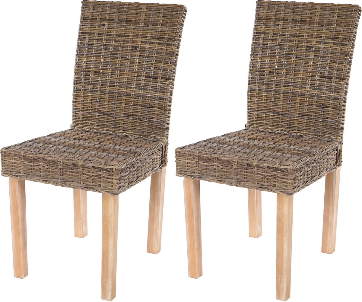 Cosmo Casa Set van 2 Eetkamerstoelen - Rotanstoelen - Keukenstoelen - Kubu Rotan Bruin
