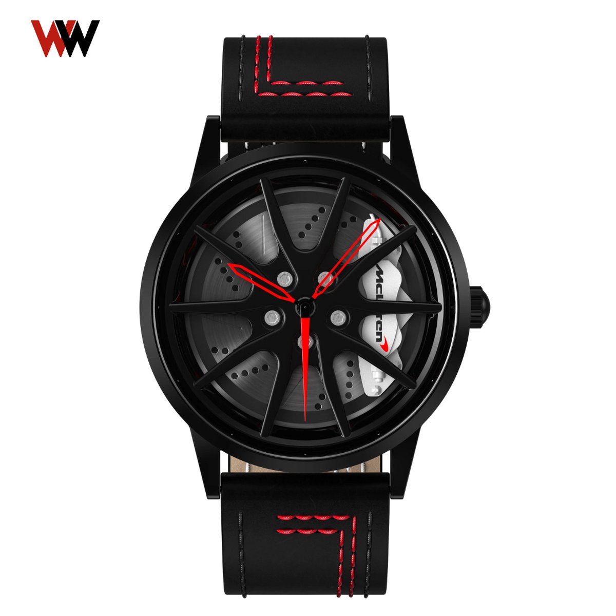 WielWatch - 720s Spider - Autovelg Horloge - Horloge met leren band - Jongens horloge
