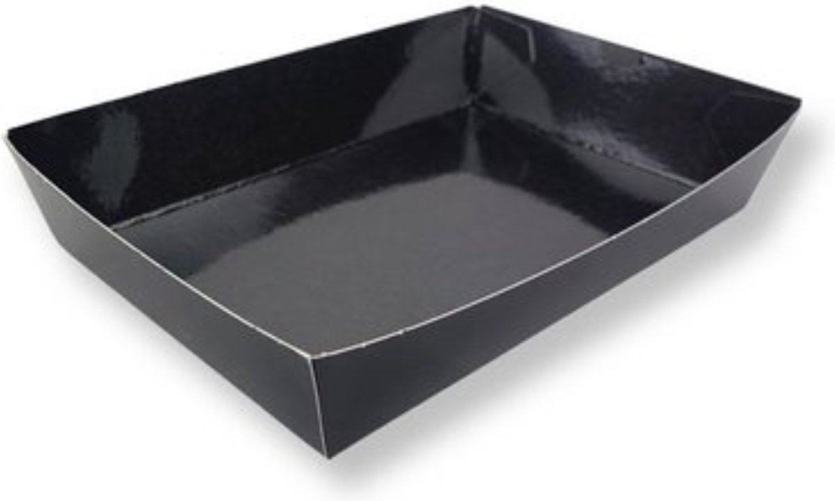 Pomebio zwart kartonnen snack / frietbakje - 160x110x35 mm - 85 stuks