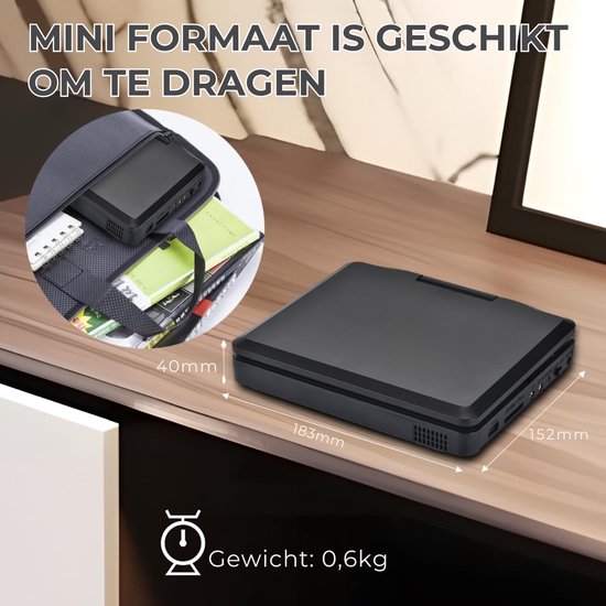 ALLGoods. Draagbare DVD Speler - Externe DVD Speler - Externe cd Speler met Afstandsbediening - 7,5Inch Draaibaar HD-Scherm - Draagbare DVD Speler Auto - met Gamefunctie - Nederlandse Taal - Zwart — afbeelding 2