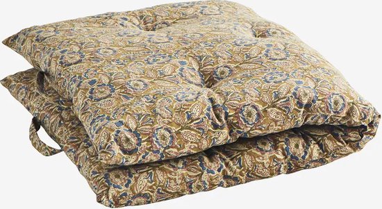 Madam Stoltz - Coussin de matelas 60x100cm - Miel, bleu, rose - MP-60100-155