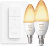 Philips Hue kaarslamp bundel - warm tot koelwit licht - 2-pack - E14- inclusief Dimmer Switch