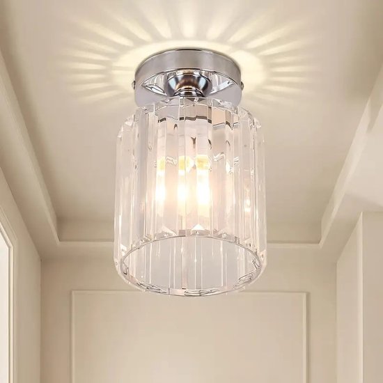 THA hanglamp - Verlichting - Gangpad - Lamp - Kristal Look - Plafonnière - Rond - Chroom - E27