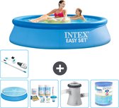 Intex Rond Opblaasbaar Easy Set Zwembad - 244 x 61 cm - Blauw - Inclusief Solarzeil - Onderhoudspakket - Zwembadfilterpomp - Filter - Stofzuiger