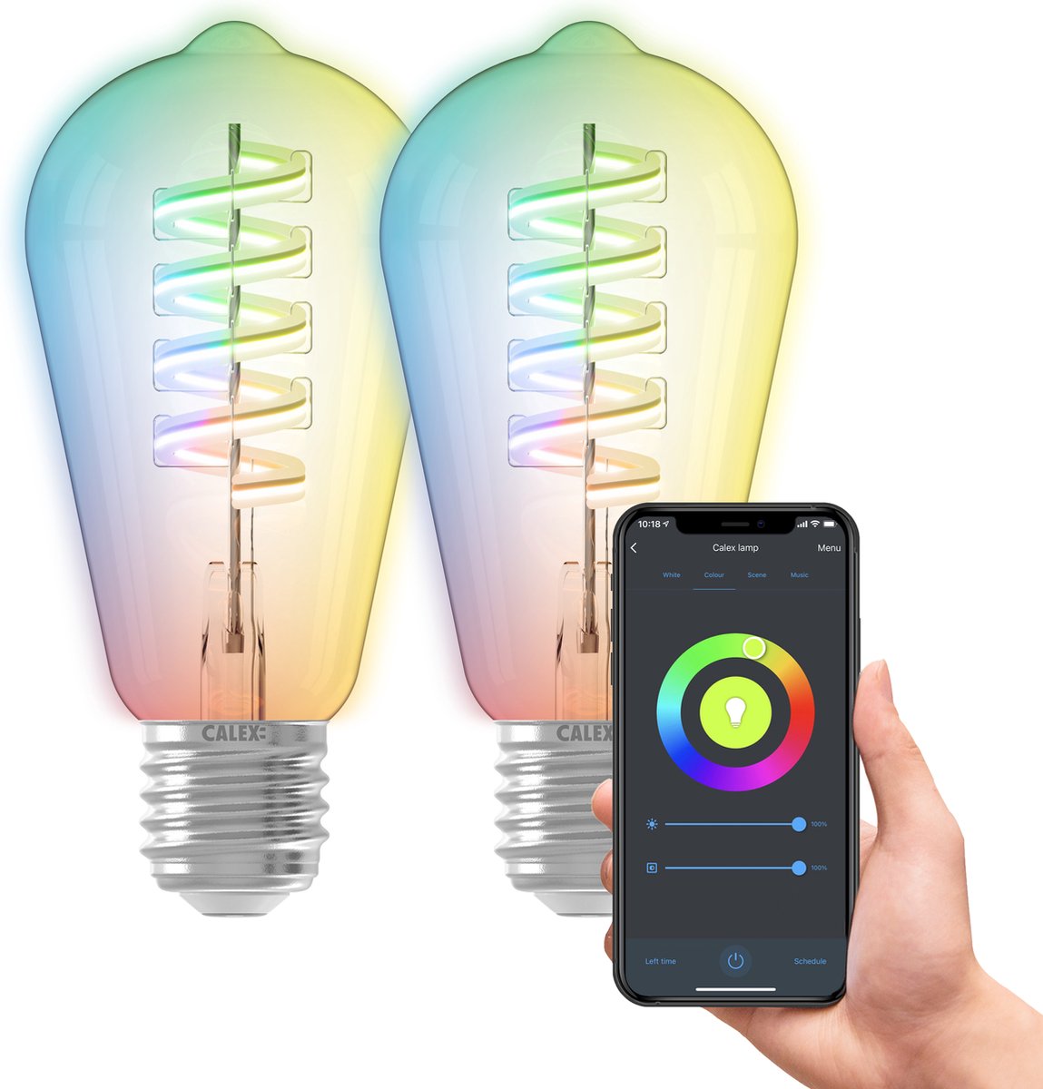 Bol.com Calex Slimme Lamp - Set van 2 stuks - Wifi LED Filament Verlichting - E27 - Smart Bulb Helder - Rustiek - RGB en Warm Wi... aanbieding